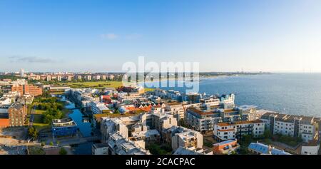 Vista aerea della città di Malmo, Svezia durante una giornata di sole Foto Stock