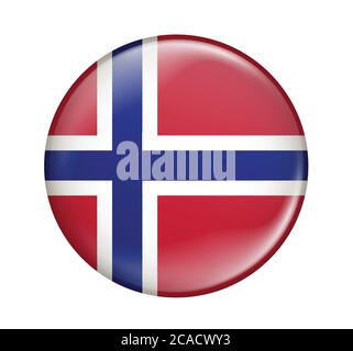 Icona bandiera norvegese isolata su sfondo bianco.bandiera norvegese.icona bandiera lucida. Illustrazione Vettoriale