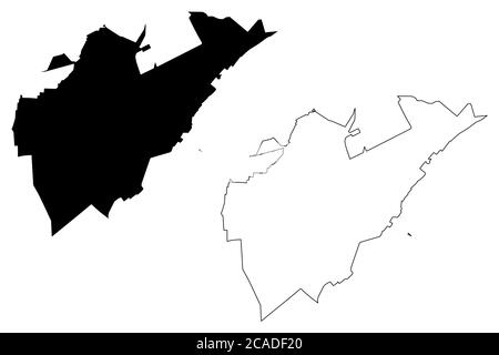 Boa Vista Città (Repubblica Federativa del Brasile, Roraima Stato) mappa vettoriale illustrazione, scrimble schizzo Città di Boa Vista mappa Illustrazione Vettoriale