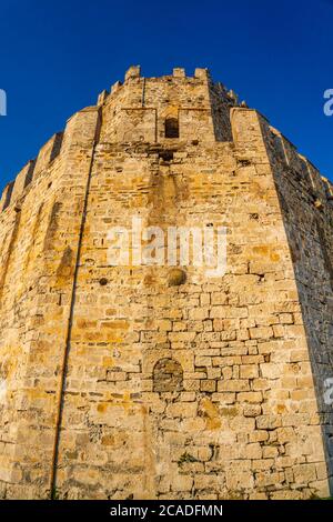 Vista iconica della struttura indipendente, il castello Bourtzi di Methoni. Costruito dai veneziani all'inizio del 13th secolo. Foto Stock