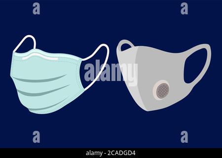 Icona vettore maschera medica. Maschera chirurgica e maschera di foschia, illustrazione vettoriale. Illustrazione Vettoriale