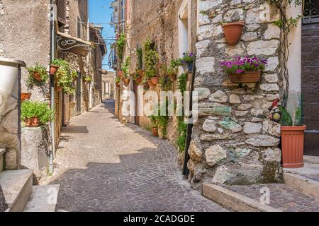 Vista panoramica a Montecelio, bellissima cittadina in provincia di Roma, Lazio, Italia. Foto Stock