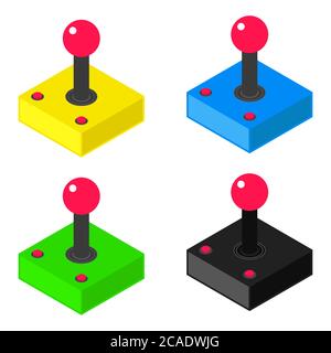 Set di joystick isometrici retrò. Icona Game Pad. Illustrazione vettoriale del controller dei videogiochi Illustrazione Vettoriale