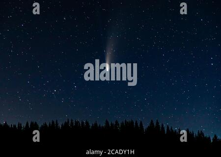 Cometa Neoswise visto da Trillium Lake, Oregon Foto Stock