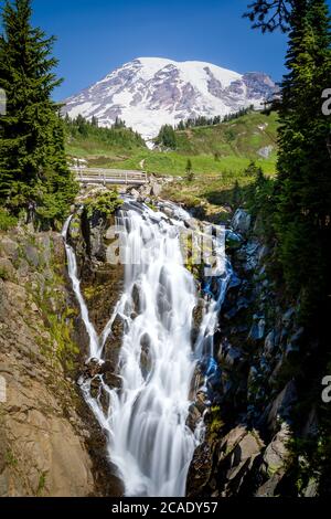 Cascate di Myrtle, Paradise, Mt Rainier Foto Stock