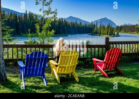 Fiume Athabasca, Jasper National Park, Alberta Foto Stock