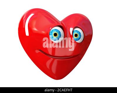 San Valentino`s cartoon rosso cuore sorridente e felice. Foto Stock