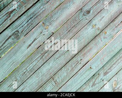 Tavole diagonali in legno, vernice vintage blu-grigio Foto Stock