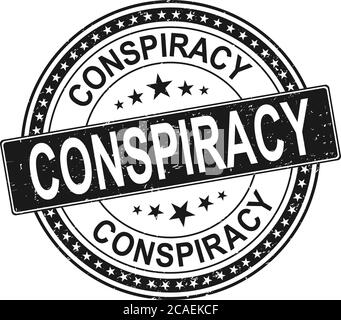 cospirazione nera. stemma tondeggiante con logo stampato in gomma Illustrazione Vettoriale