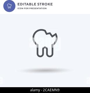 Vettore di icone incrinato, segno piatto riempito, pittogramma solido isolato su bianco, illustrazione del logo. Icona incrinata per la presentazione. Illustrazione Vettoriale