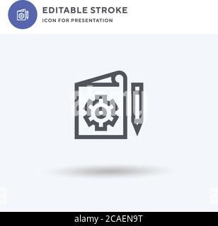 Vettore di icone di Gestione del contenuto, segno piatto riempito, pittogramma solido isolato su bianco, illustrazione del logo. Icona di gestione dei contenuti per la presentazione. Illustrazione Vettoriale