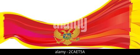 Bandiera del Montenegro, rossa con una bandiera di aquila d'oro del Montenegro Foto Stock