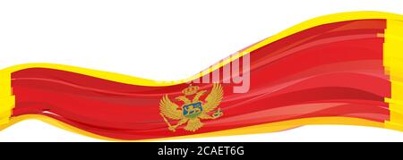 Bandiera del Montenegro, rossa con una bandiera di aquila d'oro del Montenegro Foto Stock