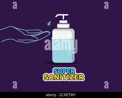 Super sanitizer - miglior uso per la campagna di sensibilizzazione del covid 19 Illustrazione Vettoriale