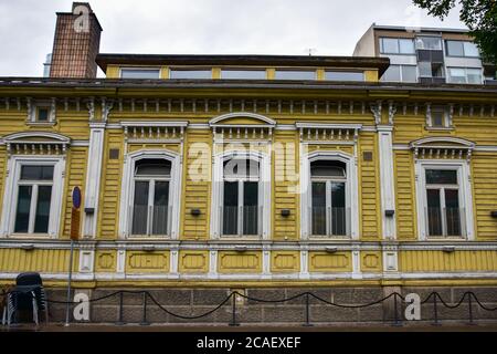 Tradizionale edificio in legno a Turku, Finlandia Foto Stock