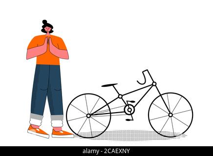 Riparazione biciclette. Illustrazione vettoriale di stile piatto. Illustrazione Vettoriale