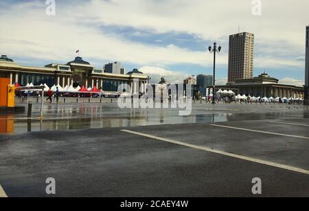 La piazza principale della capitale della Mongolia Foto Stock