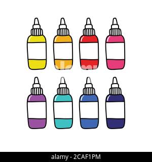 icona a forma di dodle del flacone di inchiostro per tatuaggio, illustrazione a colori vettoriali Illustrazione Vettoriale