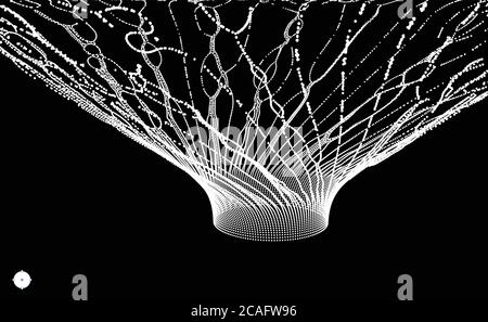 Buco nero costituito da particelle volanti. Abstract Background. 3D illustrazione vettoriale. Illustrazione Vettoriale