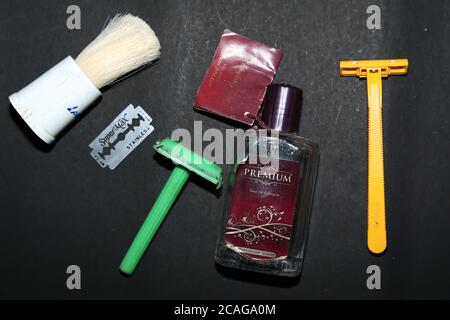 Utensili per capelli da uomo per la rasatura della vista dall'alto Foto Stock