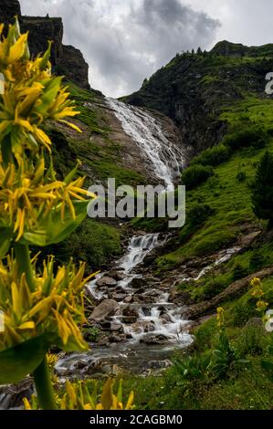 Wasserfall des Sousbach im Soustal Foto Stock