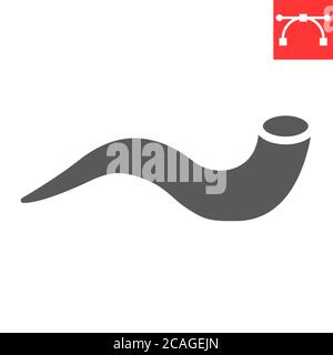 Icona glifo shofar, rosh hashanah e vacanze, grafica vettoriale segno yom kippur, icona tratto solido modificabile, eps 10. Illustrazione Vettoriale