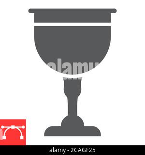 Icona glifo del calice ebraico, rosh hashanah e coppa ebraica, grafica vettoriale del segno del calice, icona del tratto modificabile, eps 10. Illustrazione Vettoriale