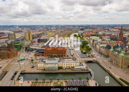 Vista aerea del centro di Malmo, città vecchia in Svezia Foto Stock