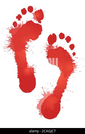 Immagine dell'impronta di sangue rosso e degli schizzi. Elemento vettoriale per la vostra creatività Illustrazione Vettoriale