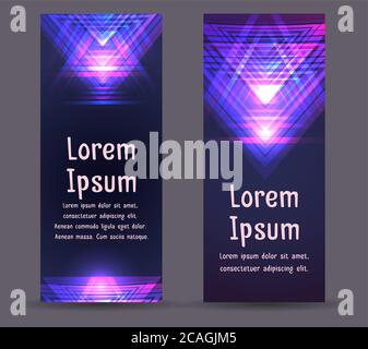 Opuscoli vettoriali, volantini, template di brochure con motivo geometrico al neon e posizionamento del testo per il progetto Illustrazione Vettoriale