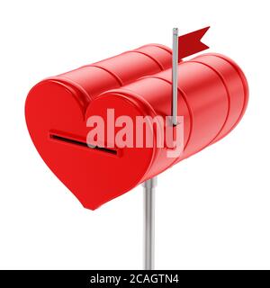 Casella postale chiusa a forma di cuore rosso. Illustrazione 3D. Foto Stock