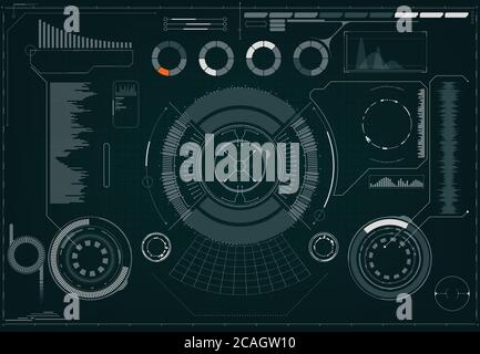 Sci-Fi incandescente futuristico display HUD. In realtà Vitrual Illustrazione Vettoriale