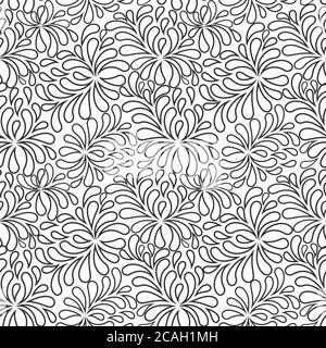 Sfondo fantasy astratto senza cuciture in stile doodle. Pagina del libro da colorare. Disegno a mano in bianco e nero. Foto Stock