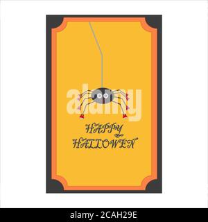 Immagine di un poster di Halloween con un ragno isolato uno sfondo bianco Foto Stock