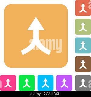 Unire le frecce verso l'alto sulle icone piatte su sfondi quadrati arrotondati dai colori vivaci. Illustrazione Vettoriale