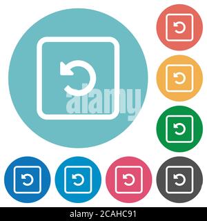Ruota l'oggetto icone bianche piatte a sinistra su sfondi rotondi Illustrazione Vettoriale