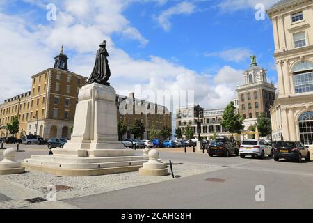 Poundbury, la nuova città alla periferia di Dorchester, costruita sulla base dei principi di architettura e pianificazione urbana come sostenuto da HRH Principe di Galles Foto Stock