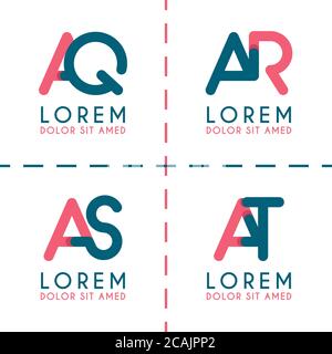 Logo AQ per aziende e aziende. Logo modello AR per la progettazione di poster. COME l'illustrazione del logo può essere per siti Web e applicazioni. Lettera AL logo per i social Illustrazione Vettoriale