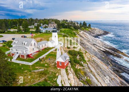 Pemaquid Point Lighthouse, Bristol, Maine, Stati Uniti d'America Foto Stock