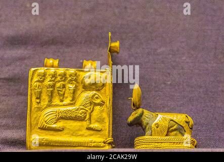 Egitto, Cairo, Museo Egizio, gioielli trovati nella necropoli reale di Tanis : Amuleto di un lapide (che rappresenta il dio Amon). Foto Stock