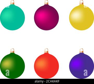 Colorate palle di Natale. Set di isolato di decorazioni realistiche. Illustrazione Vettoriale. Illustrazione Vettoriale