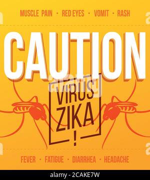 Zika Virus poster concetto. Attenzione attenzione malattia da virus Zika. Illustrazione vettoriale Illustrazione Vettoriale