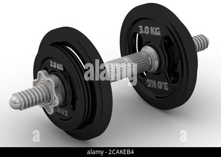 Manubri pieghevoli su una superficie bianca. Illustrazione 3D Foto Stock