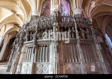 Coro muro , Cattedrale di nostra Signora di Chartres, Chartres, Francia Foto Stock