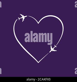 due getti che volano con un getto a forma di cuore Illustrazione Vettoriale