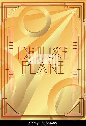 Testo piano Deluxe Art Deco. Biglietto d'auguri decorativo, segno con lettere vintage. Illustrazione Vettoriale