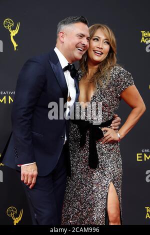 LOS ANGELES - SET 14: Raj Kapoor, Carrie Ann Inaba al Primetime Emmy Creative Arts Awards 2019 al Microsoft Theatre il 14 settembre 2019 a Los Angeles, California Foto Stock