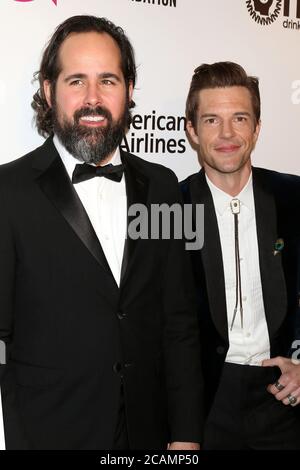 LOS ANGELES - FEBBRAIO 24: Brandon Flowers, Ronnie Vannucci Jr, The Killers al Elton John Oscar Viewing Party sul West Hollywood Park il 24 Febbraio 2019 a West Hollywood, CA Foto Stock