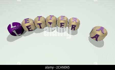 combinazione di lettere a costruite da lettere cubiche dal punto di vista superiore, eccellente per la presentazione concettuale per l'illustrazione e il design. Illustrazione 3D Foto Stock