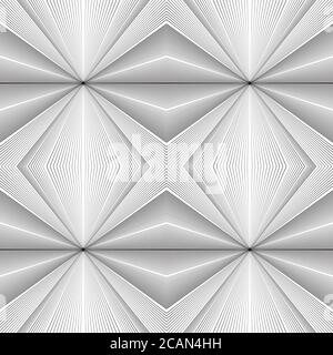 Texture bianca e nera senza cuciture con linee che emanano dal centro. Sfondo vettoriale per la vostra creatività Illustrazione Vettoriale